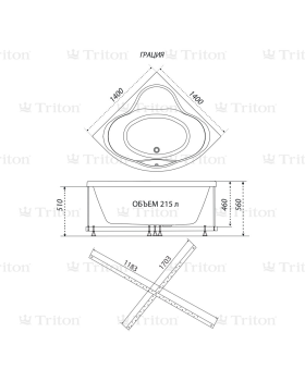 Акриловая ванна Triton Грация 140x140